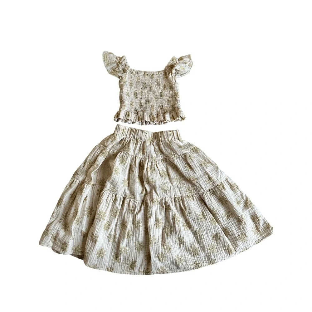 Rylee + Cru Zayla Top and Tiered Skirt Set Toddler Girl 2 Year Boho Cottagecore